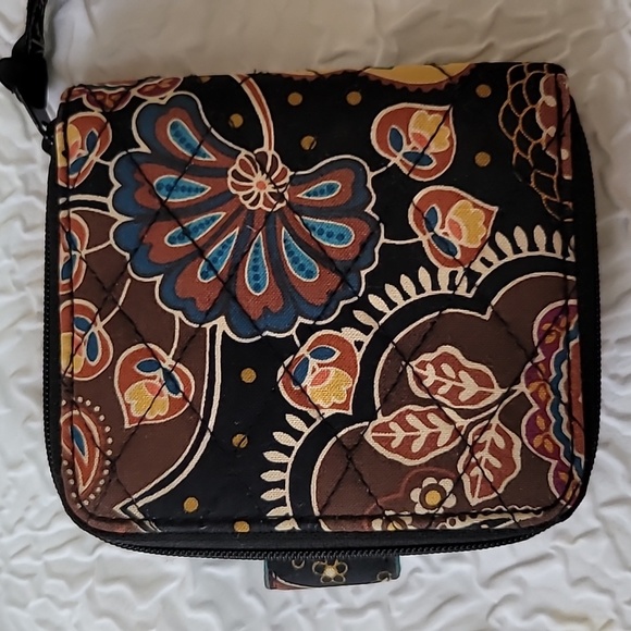 Vera Bradley KENSINGTON RETIRED Wallet - Pasley Black, Brown, Blue Yellow - Picture 3 of 11